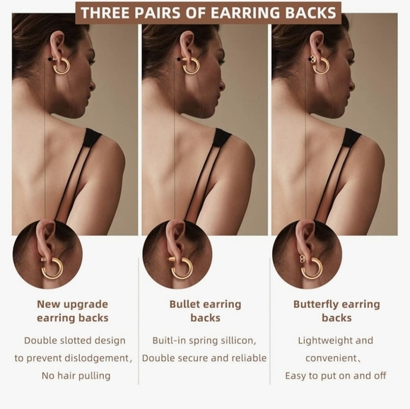 14K Rose Gold Hoop Earrings for Women, Lightweight Open Chunky Hoops - Picture 2 of 6